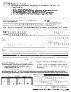Aqha Transfer Form Fill Online, Printable, Fillable, Blank 