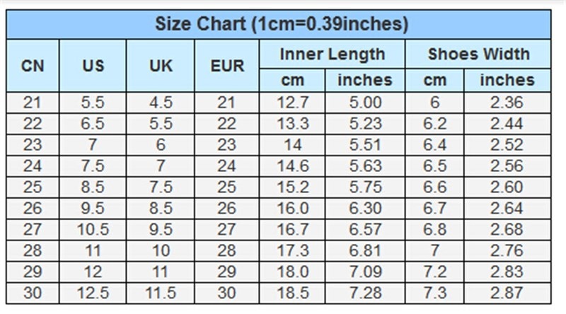 Japanese Shoe Size Chart