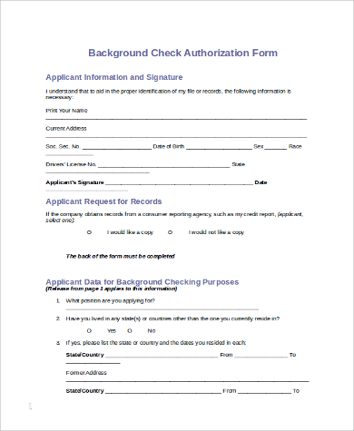 Background Check Form Template amulette