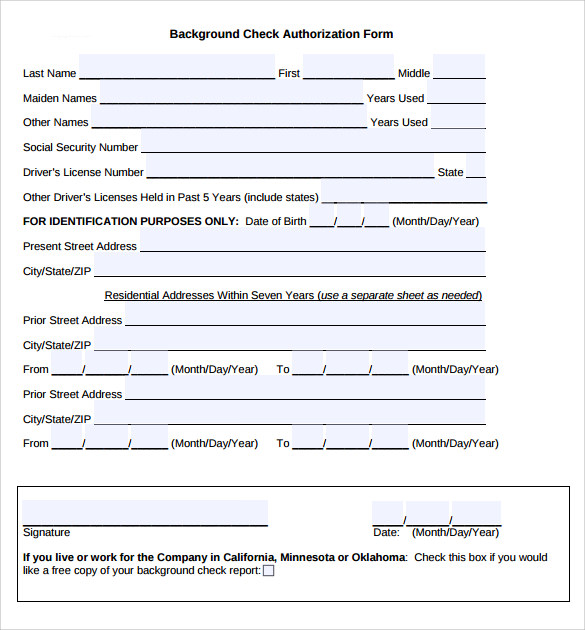 Background Check Form Template amulette