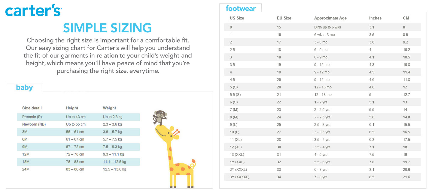 Carter S Pj Size Chart