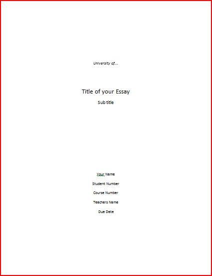 How To Write A Cover Page For An Essay