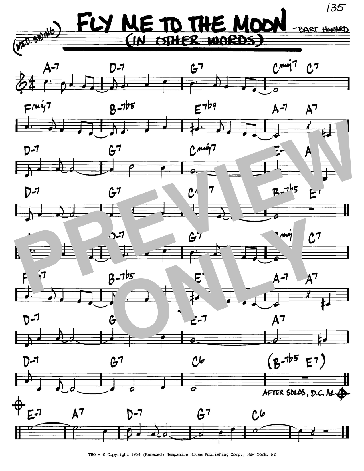 Fly Me To The Moon (In Other Words) sheet music by Frank Sinatra 
