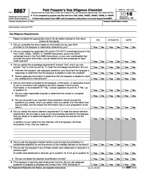2017 Form IRS 8867 Fill Online, Printable, Fillable, Blank PDFfiller