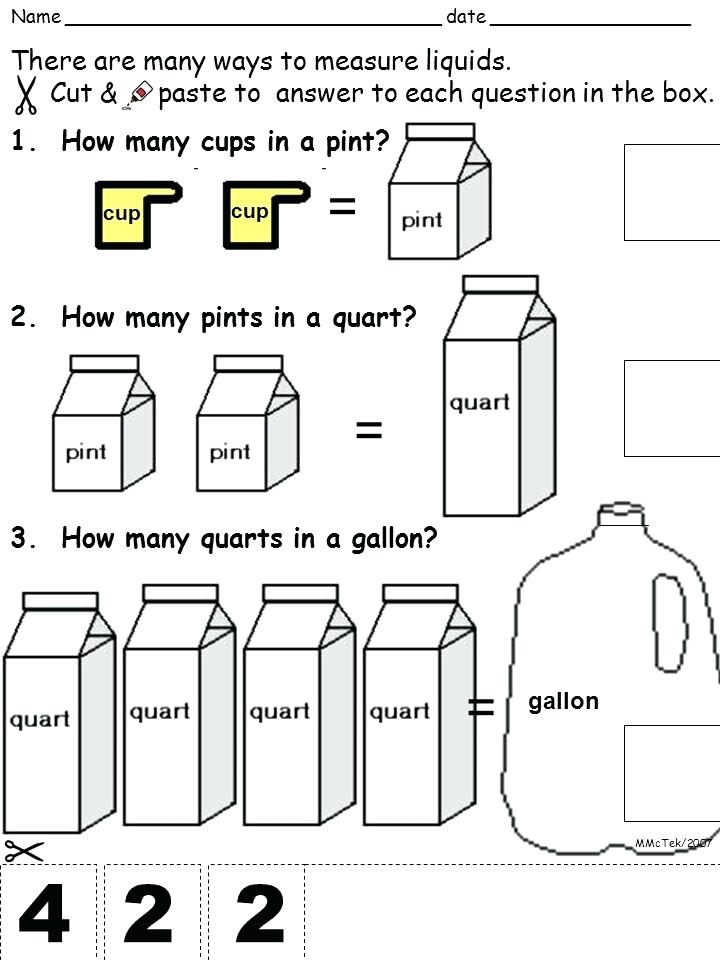 Cups Pints Quarts And Gallons Chart