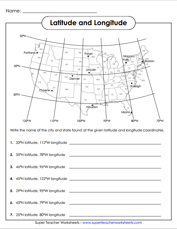 Latitude And Longitude Worksheet Answer Key Amulette