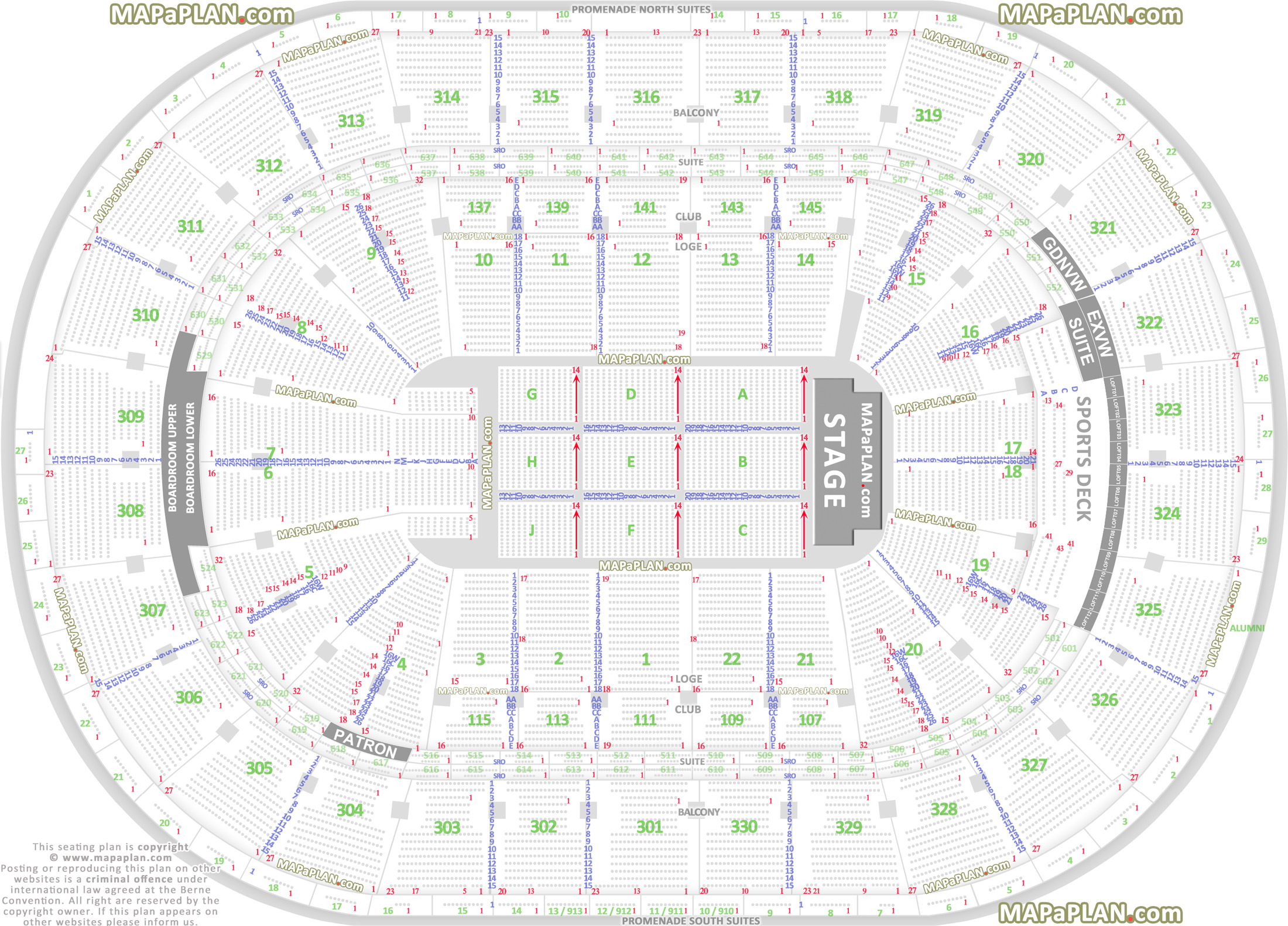 Square Garden Seating Chart With Seat Numbers