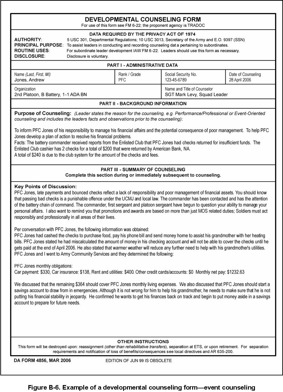 Army Oer Support Form Example