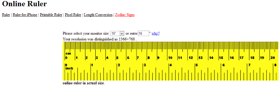 Amazing! An actual size online ruler just type in your monitor 