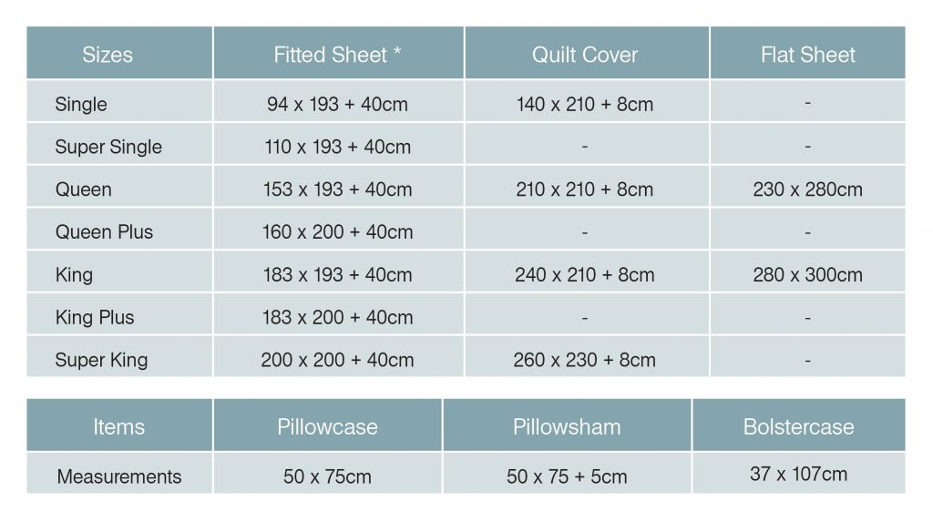 Queen Size Size Chart