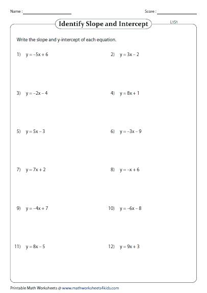 Slope Intercept Form Worksheet Amulette