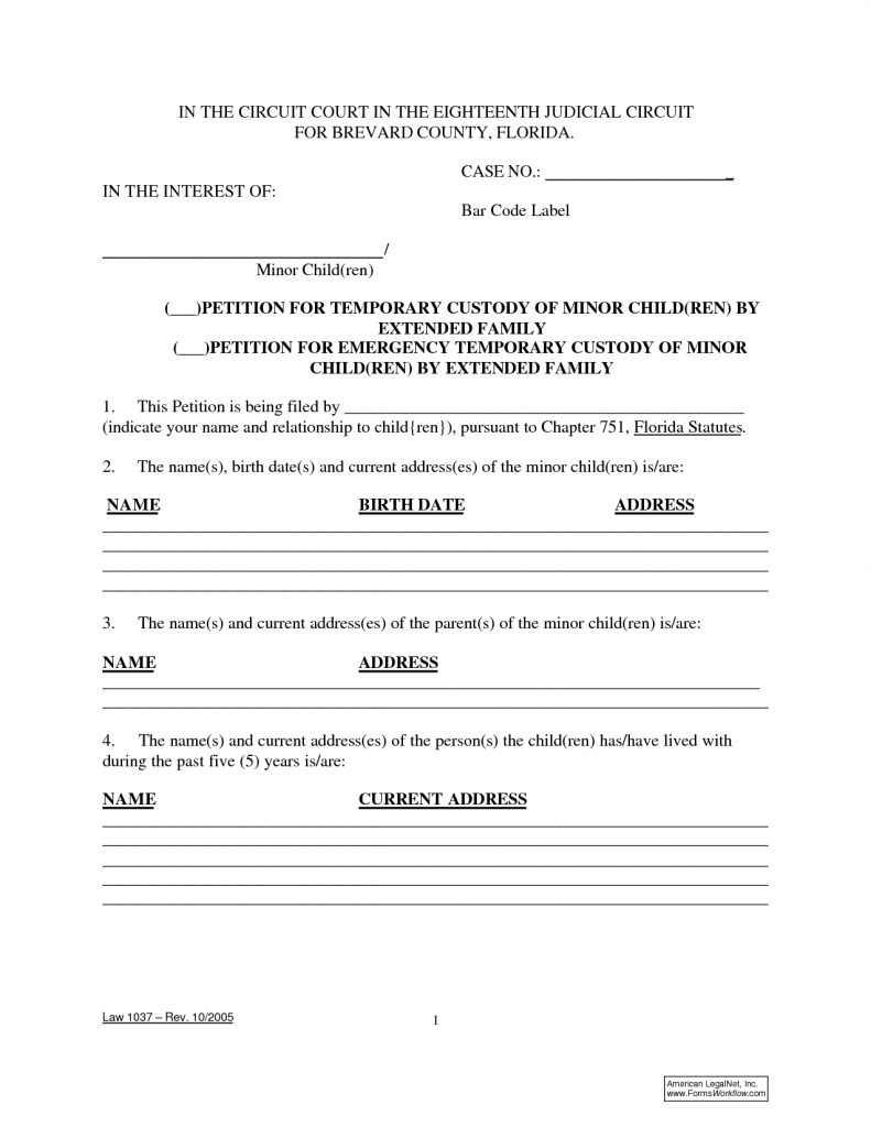 Temporary Guardianship Form Florida amulette