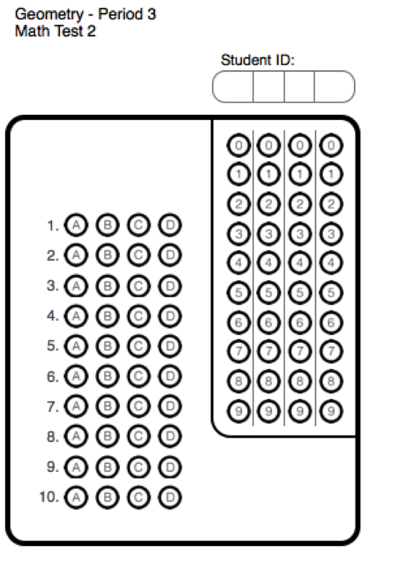 Test Bubble Sheet Amulette