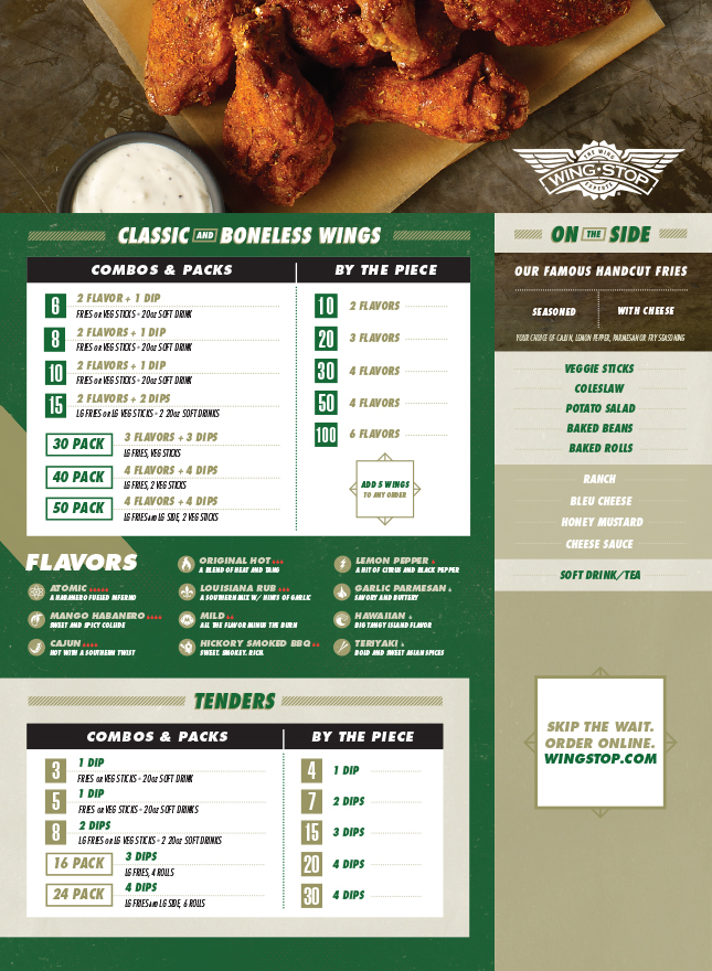 Printable Wingstop Menu Printable Templates