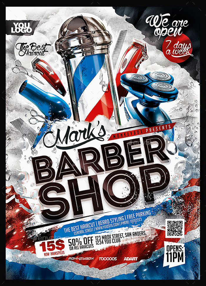 Barber Shop Flyer Free Template amulette