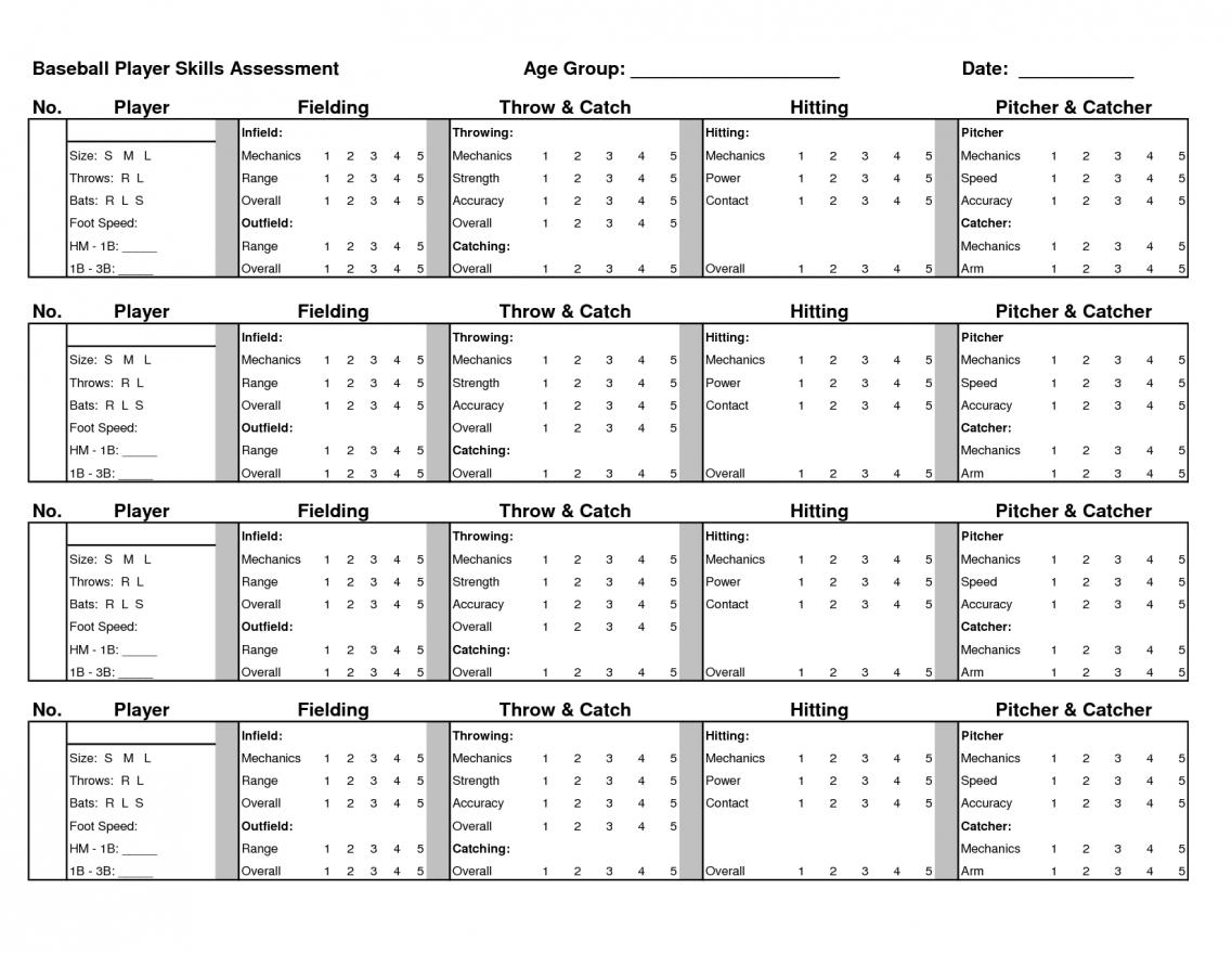 Printable Baseball Tryout Evaluation Form