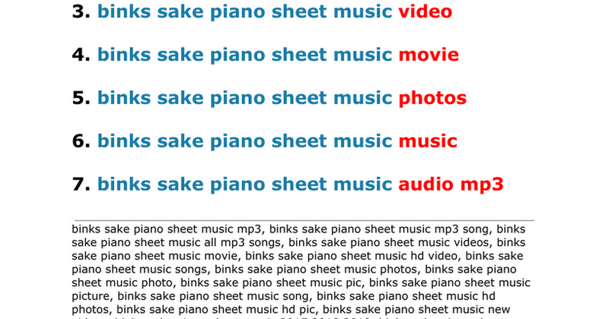 Binks Sake Piano Sheet Music Google Docs
