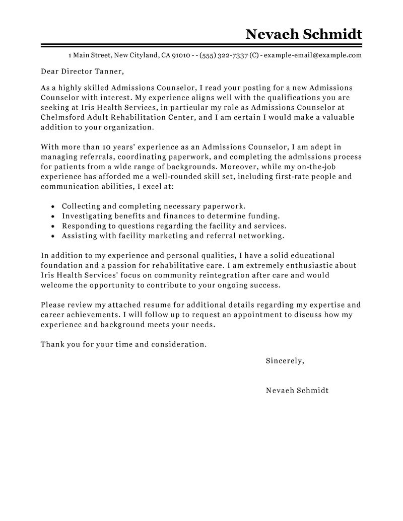 Cover Letter For Counselor | amulette