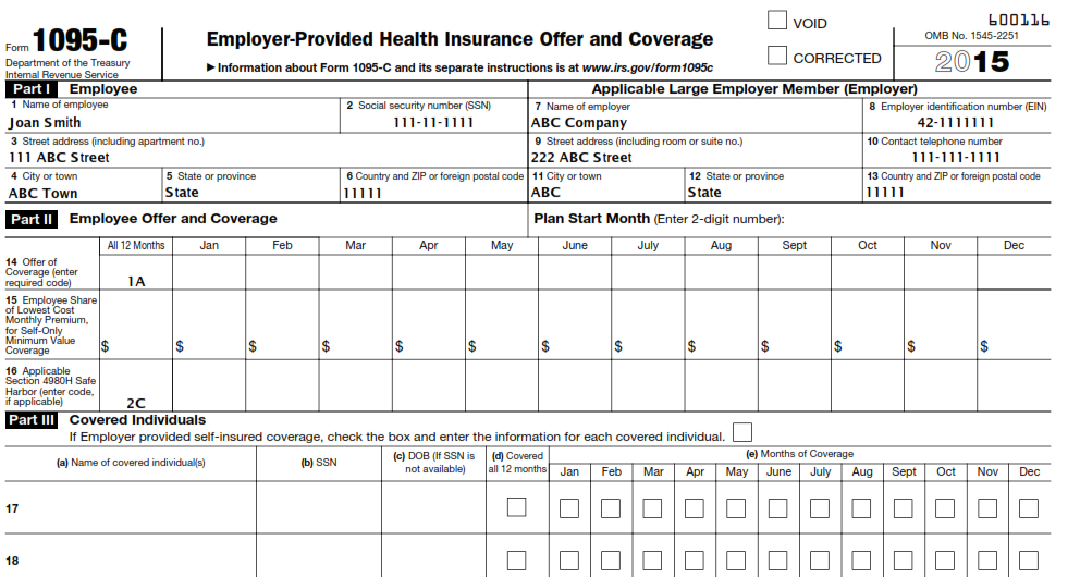 Form 1095 A Health Insurance Marketplace Statement 1095A