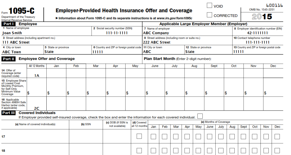 Form 1095 A Sample Amulette