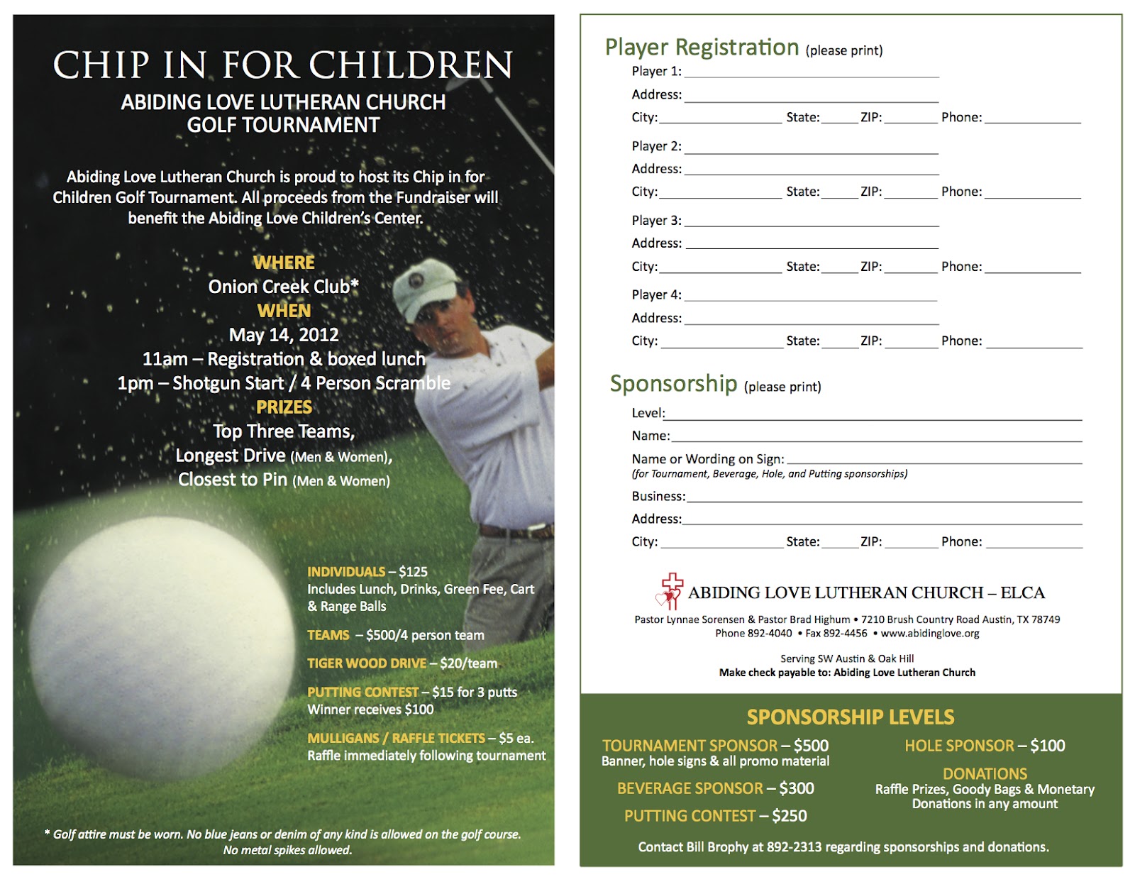 Golf Tournament Registration Form Template amulette