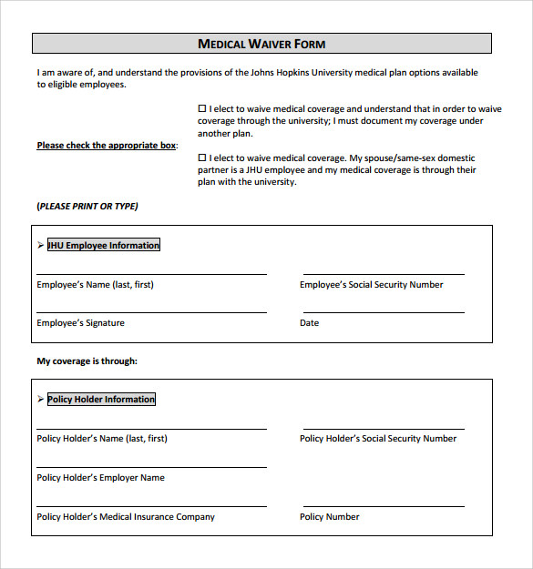 medical insurance waiver form Templates Fillable & Printable 