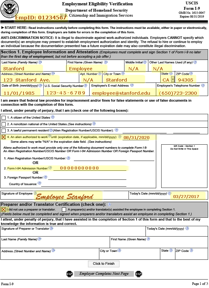 I9 Form Sample Amulette