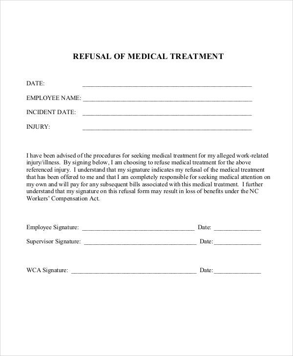 Medical Treatment Refusal Form Template Amulette