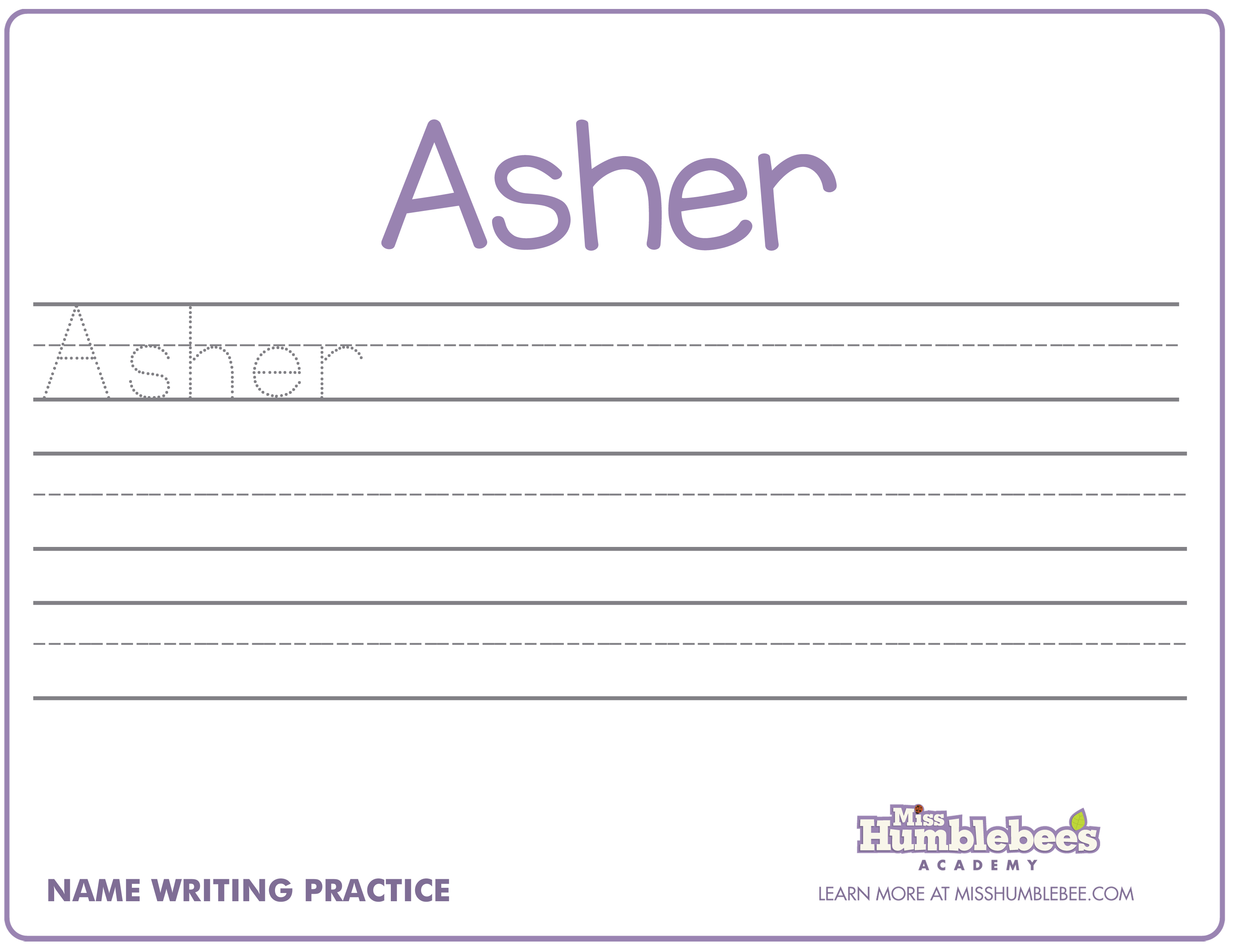 Free Printable Name Writing Sheets For Kindergarten