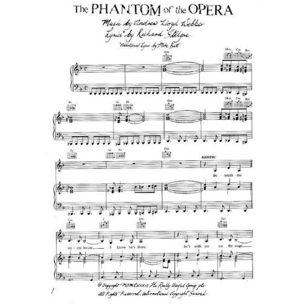 Andrew Lloyd Webber Phantom Of The Opera (Piano Sheet Music) *Free 