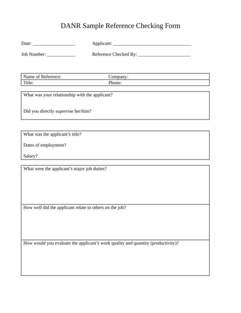 Reference Check Form Template Amulette 8262
