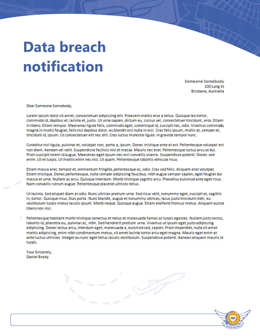 Sample Data Breach Notification Letter amulette