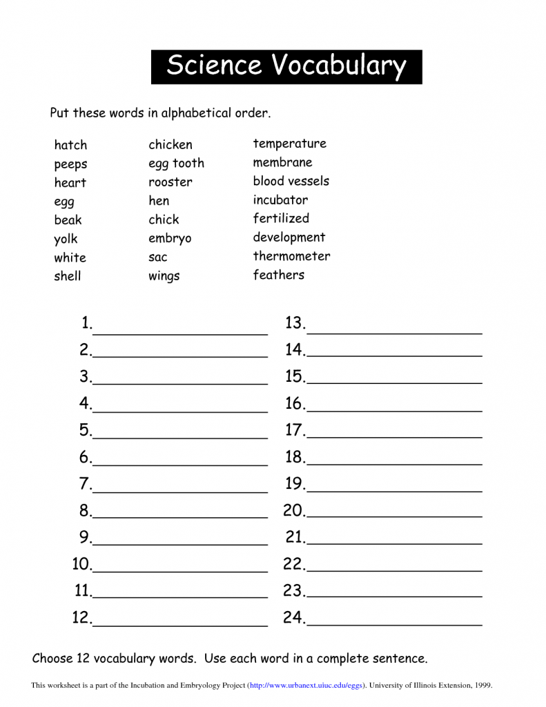 Worksheets Science