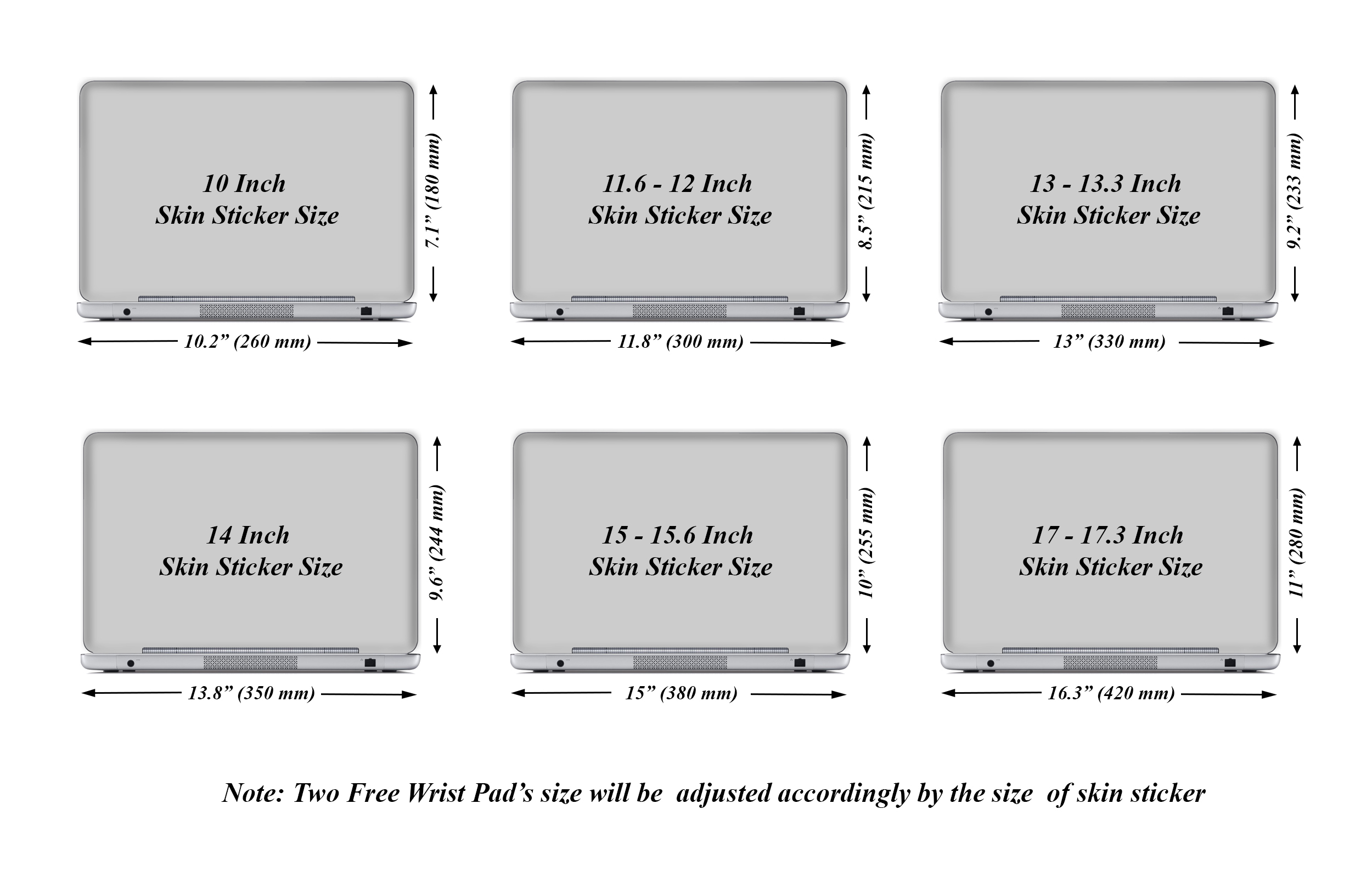 Sticker Sizes Chart Amulette