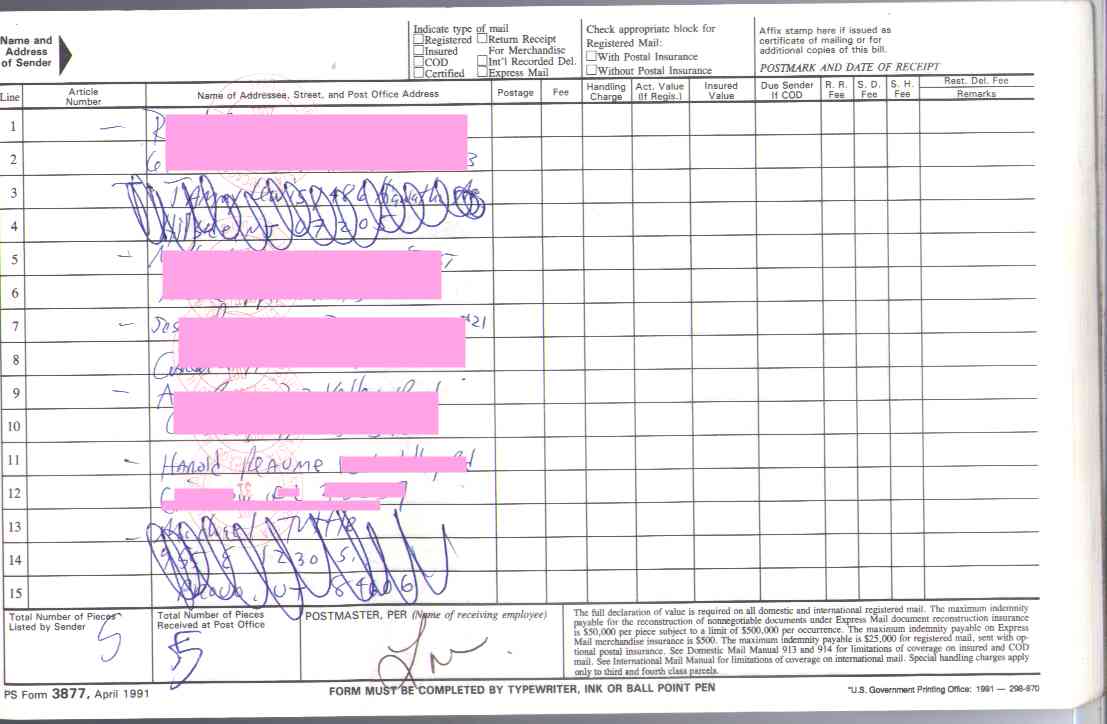 Usps Form 3877 Amulette 6825