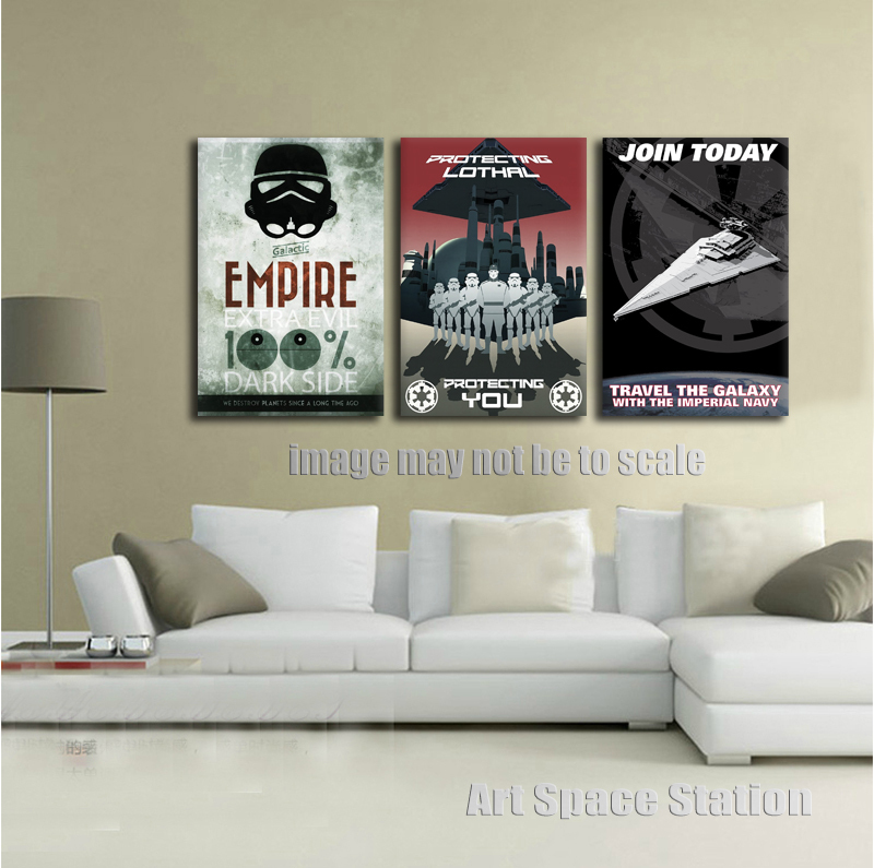 No Frame Black and White Poster Star Wars Empire Modern Canvas 