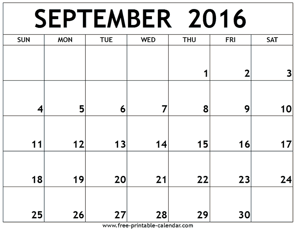 September 2016 Calendar Printable With Holidays | monthly calendar 