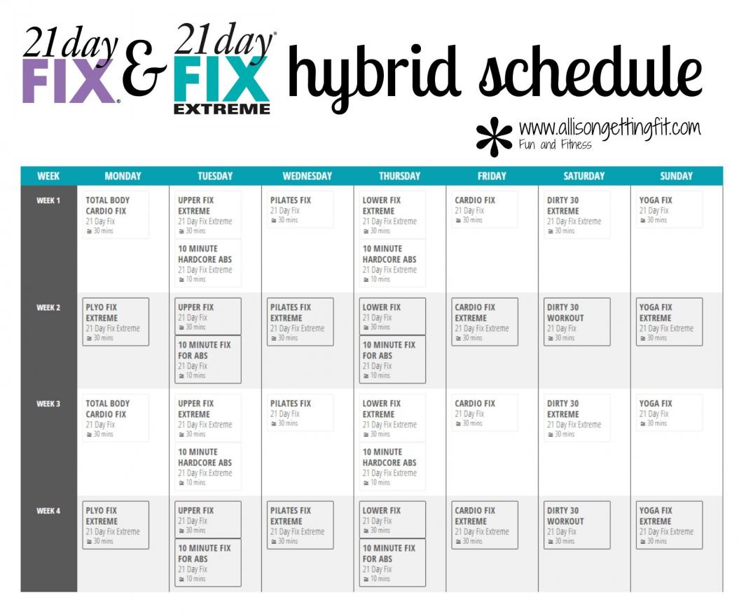 Printable 21 Day Fix Extreme Calendar - Salli Giuditta