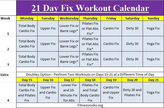 Autumn's 21 Day Fix Training Schedule Free Downloadable August 2018