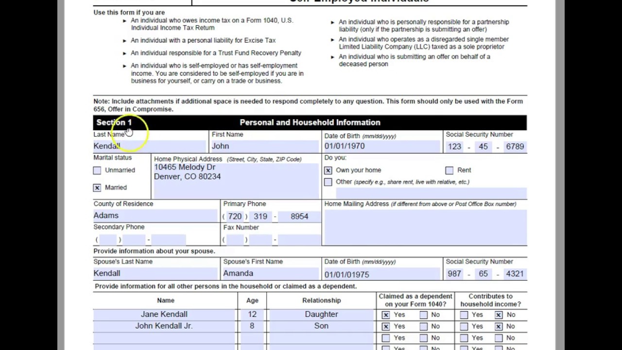 IRS Form 433 A: Instructions & Purpose of this Information Statement
