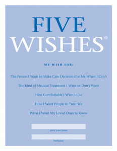 5 Wishes Living Will Document: Printable 5 Wishes Form
