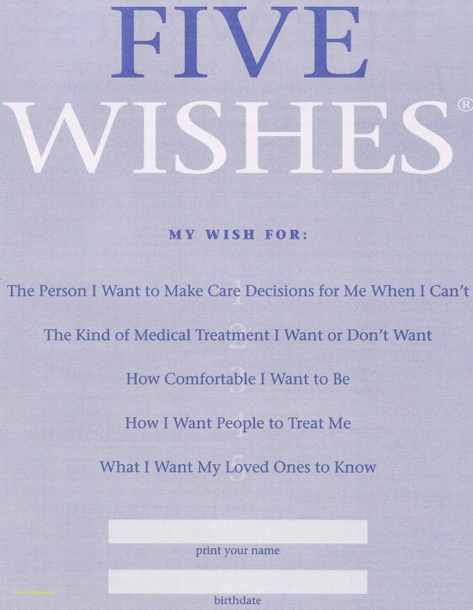 5 Wishes Form Printable 5 Wishes Five Wishes Form Free Download Elegant Printable 5 Wishes Printable Pages Of Five Wishes Form Free Download 