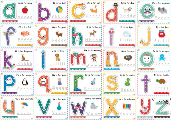 Education Cartoon Alphabet Letters for Kids Vector Image