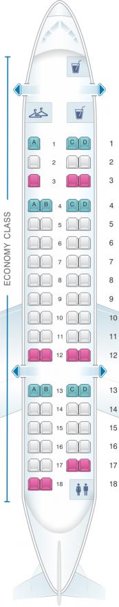 Seat Map American Airlines CRJ 700 all economy | SeatMaestro