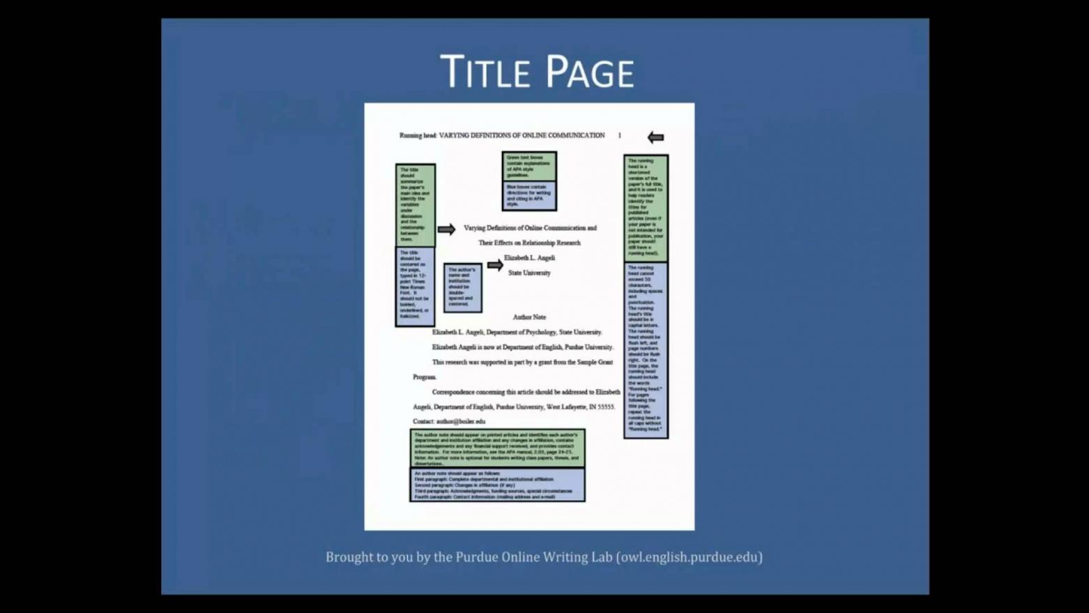 Purdue OWL: APA Formatting The Basics YouTube Purdue OWL: APA Formatting The Basics YouTube