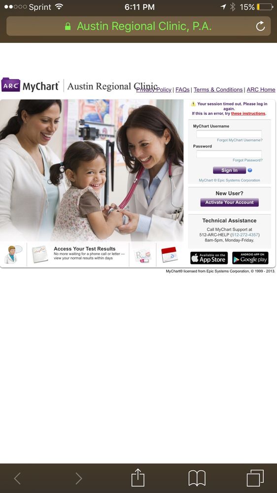 Austin Regional Clinics MyChart website & app Yelp