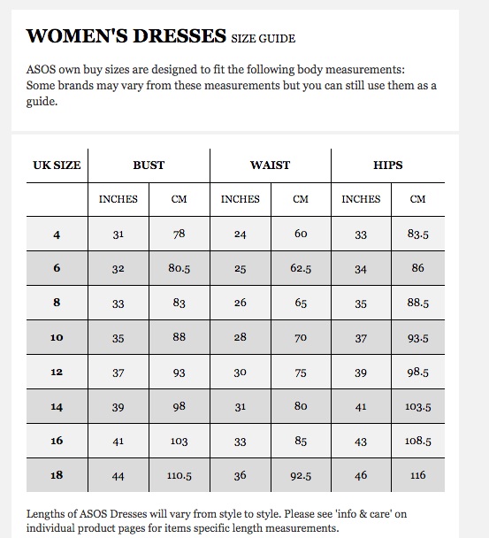 asos sizing chart Cypru.hamsaa.co