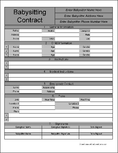 babysitter contract Kleo.beachfix.co