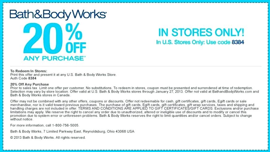 Bed Bath And Body Works Coupons Bath And Body Works Printable 
