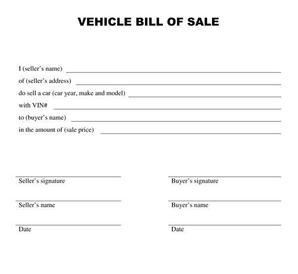 vehicle bill of sale template April.onthemarch.co
